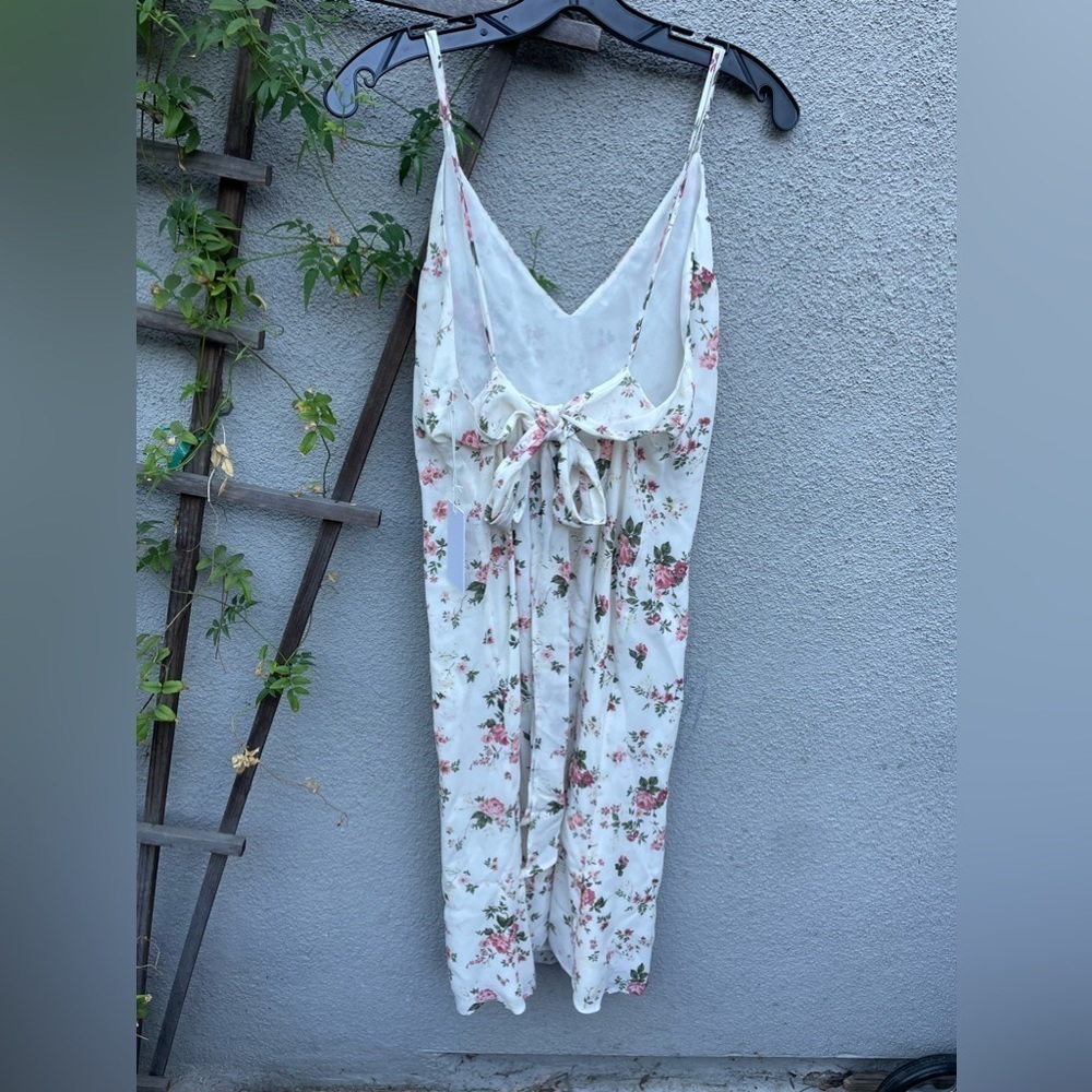 Reformation Dietrich Midi Slip Dress with Tie Sash Floral White Pink NWT! - Picture 4 of 8